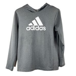 Adidas Big Logo Pullover Long Sleeve Gray‎ White Logo Boys Size L 14/16